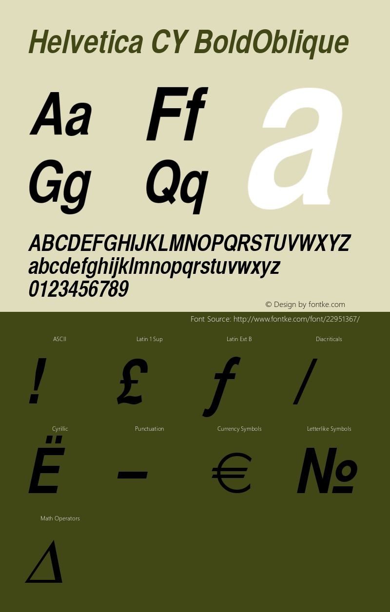 Helvetica CY BoldOblique DouleAlex TrueType 12/21/97 Font Sample