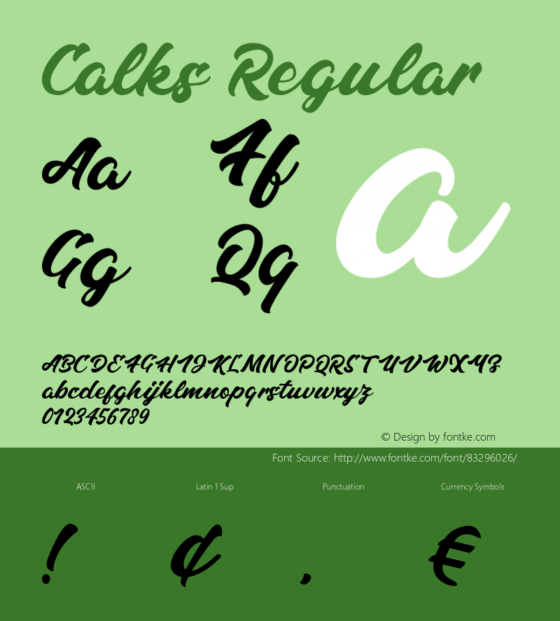 Calks Version 1.000 Font Sample