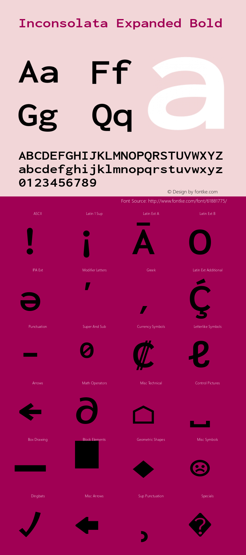 Inconsolata Expanded Bold Version 3.001 Font Sample