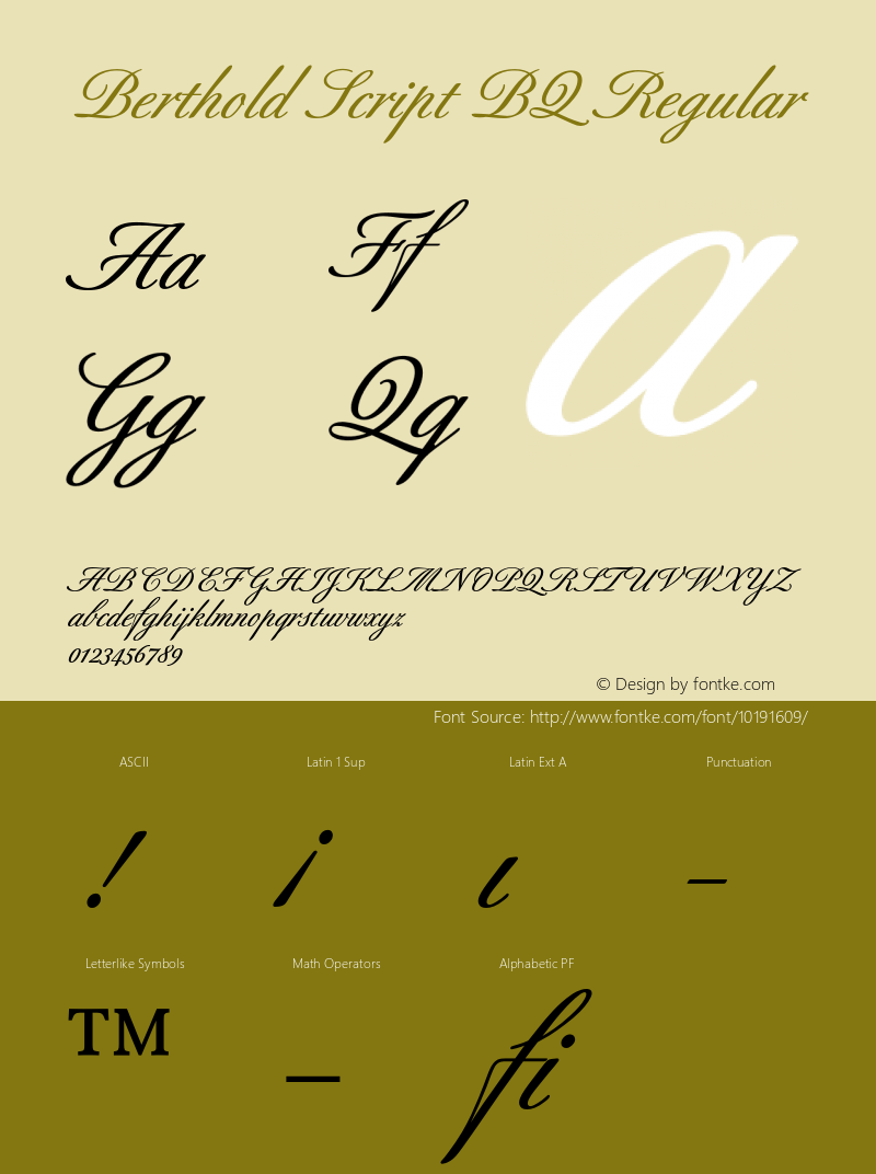 Berthold Script BQ Regular 001.000 Font Sample