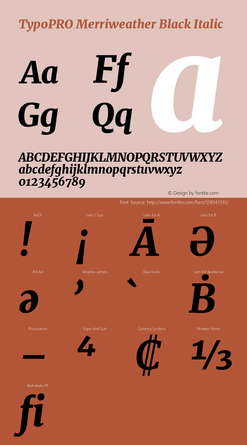 TypoPRO Merriweather Black Italic Version 2.002 Font Sample