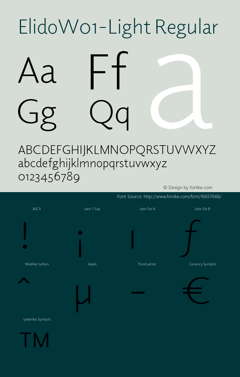 ElidoW01-Light Regular Version 2.00 Font Sample