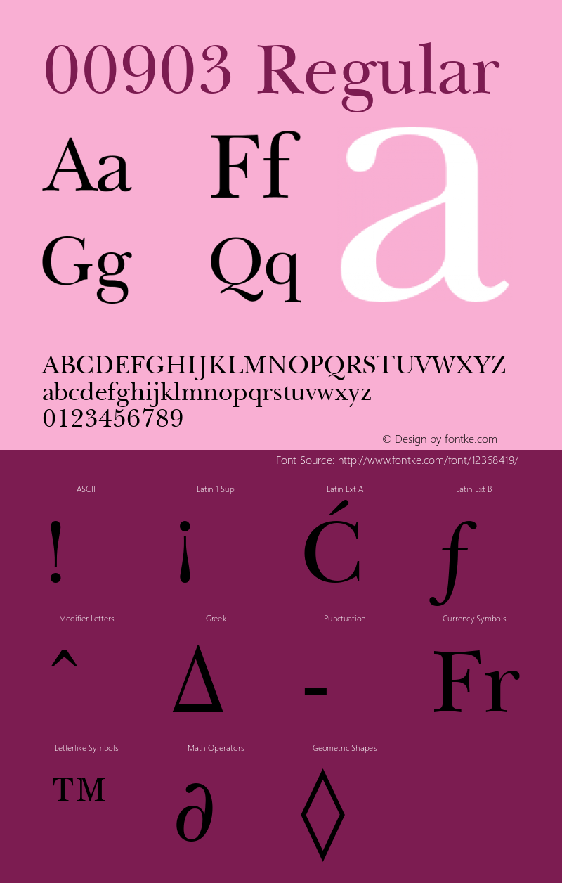 00903 Regular Macromedia Fontographer 4.1.5 19/9/98 Font Sample