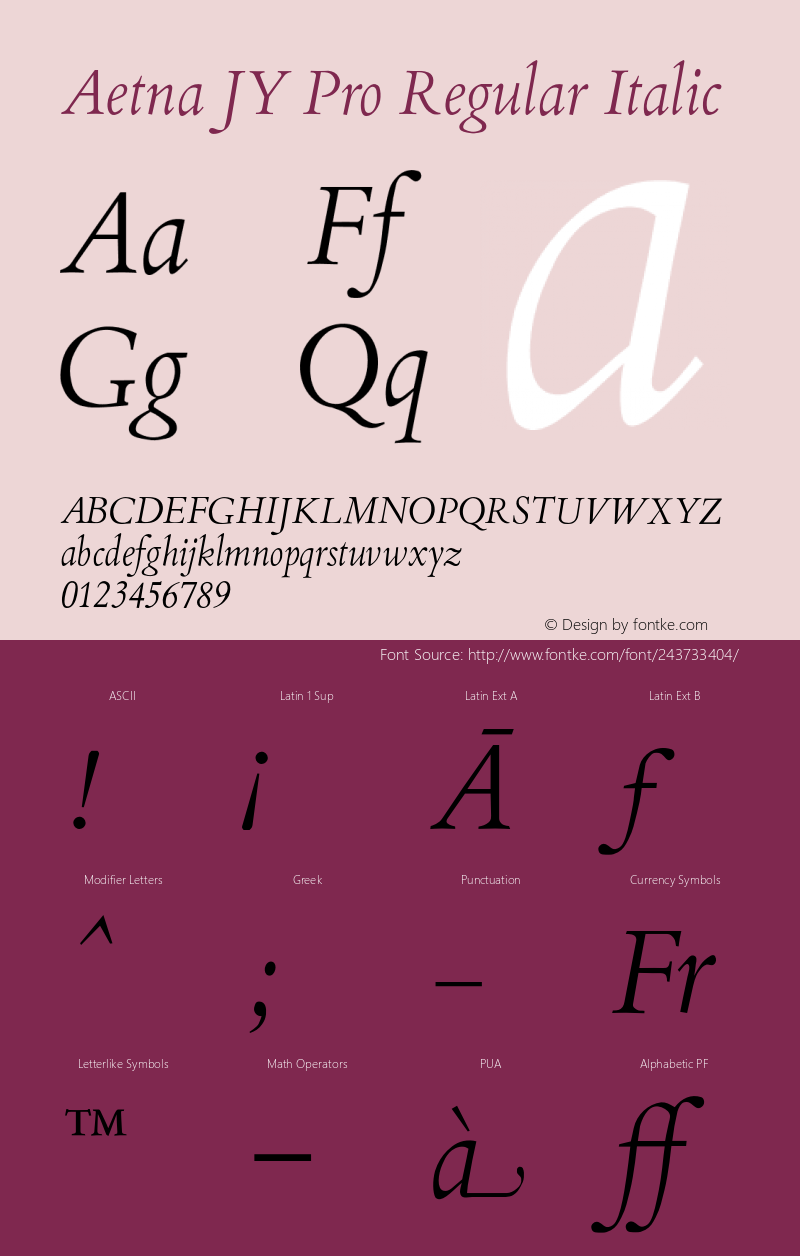 Aetna JY Pro Regular Italic Version 2.200 | FøM Fix图片样张
