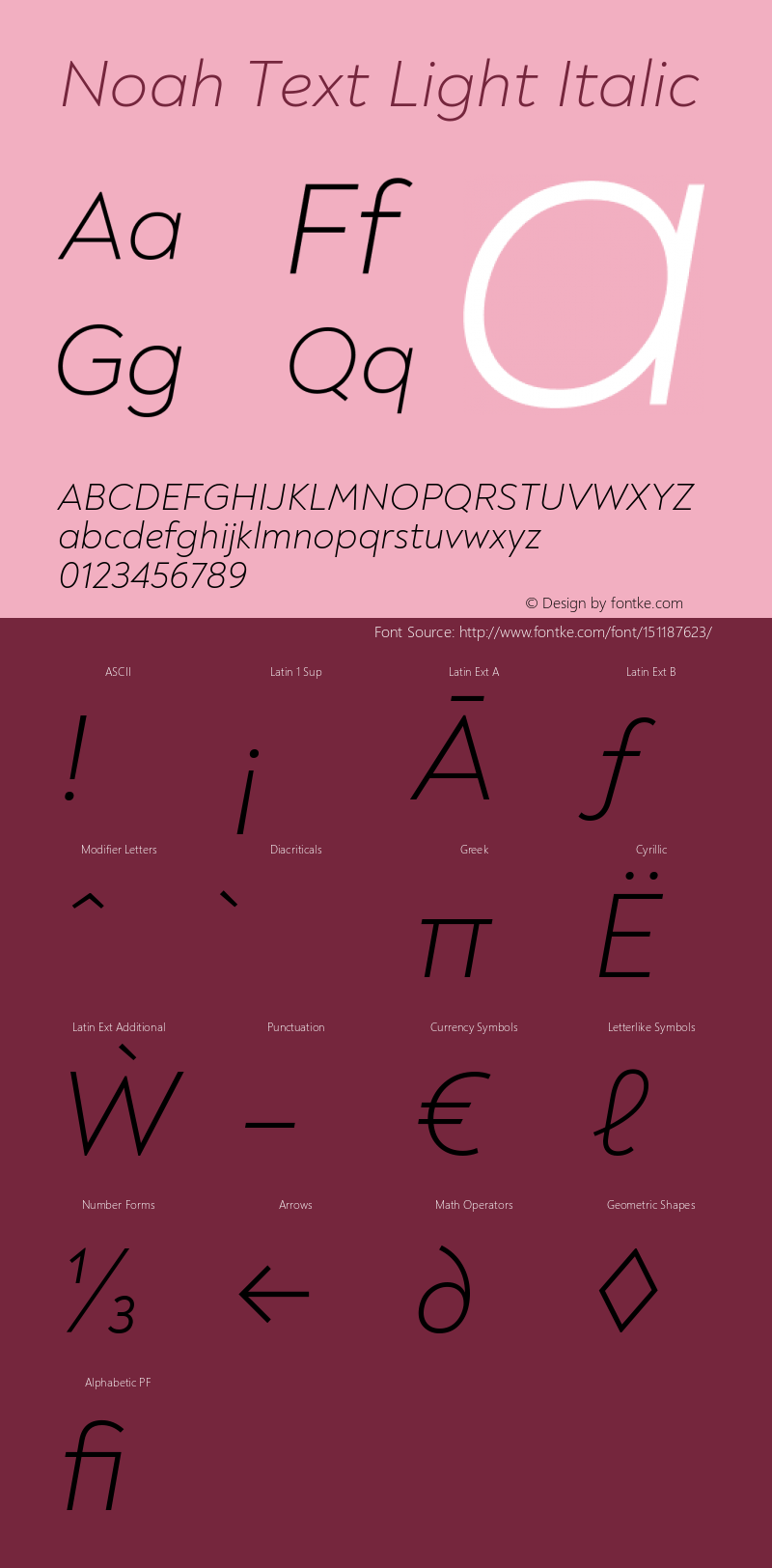 Noah Text Light Italic Version 1.000;PS 001.000;hotconv 1.0.88;makeotf.lib2.5.64775 Font Sample