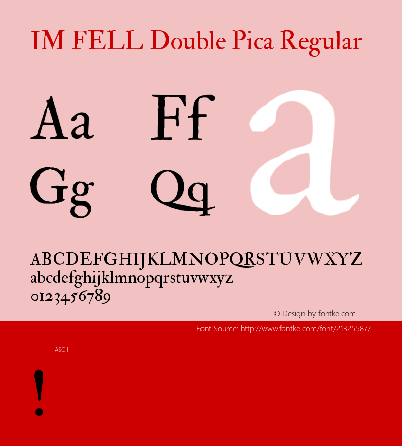 IM FELL Double Pica Regular  Font Sample