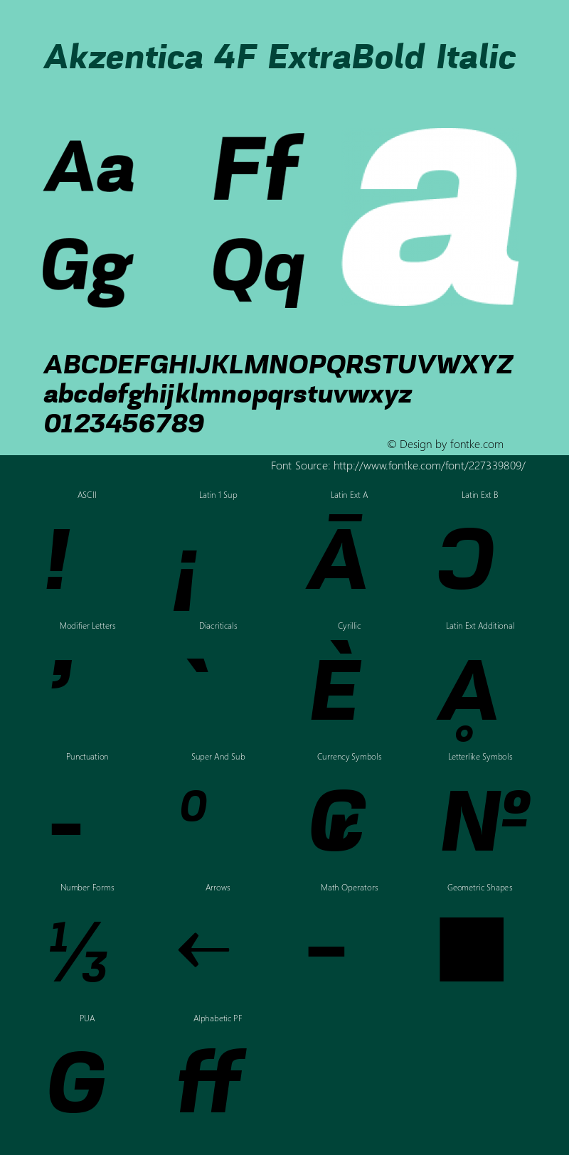 Akzentica 4F ExtraBold Italic 1.0图片样张