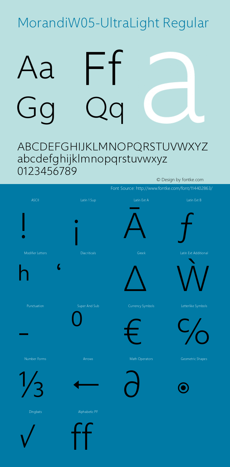 Morandi W05 UltraLight Version 1.21 Font Sample