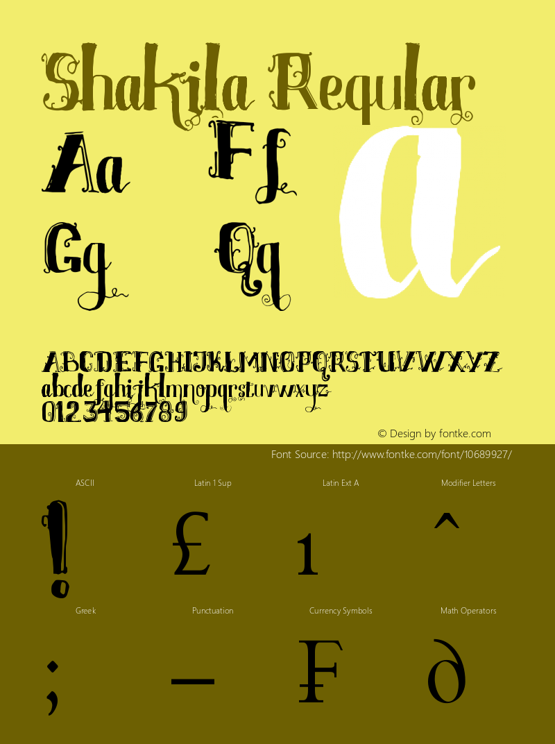 Shakila Regular Version 1.00 April 12, 2015, initial release Font Sample