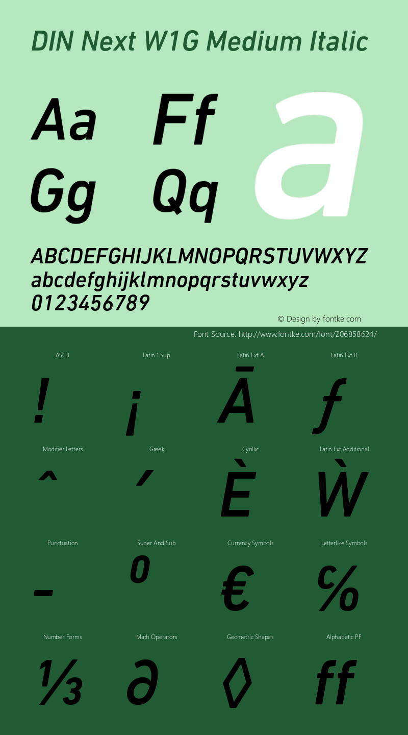 DINNextW1G-MediumItalic Version 1.400图片样张