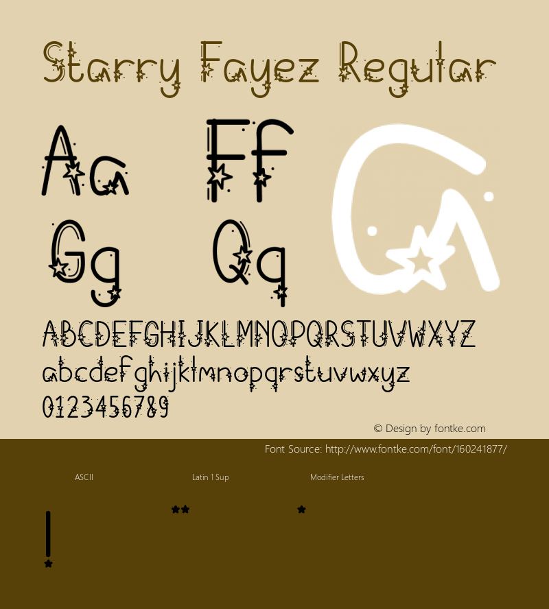 StarryFayez-Regular Version 1.000 Font Sample