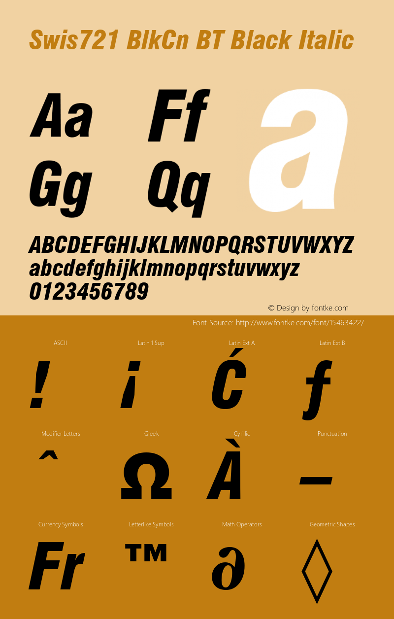 Swis721 BlkCn BT Black Italic mfgpctt-v1.50 Thursday, December 31, 1992 10:56:29 am (EST) Font Sample