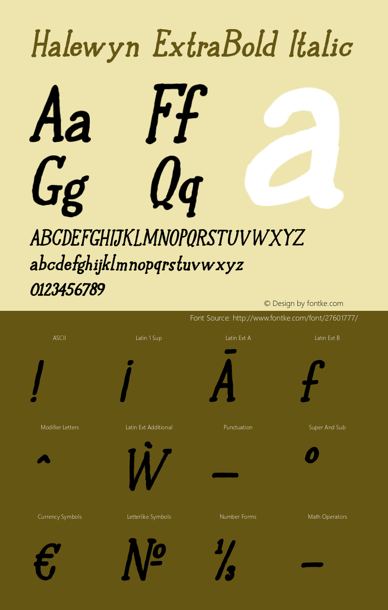 Halewyn ExtraBold Italic Version 1.000 Font Sample