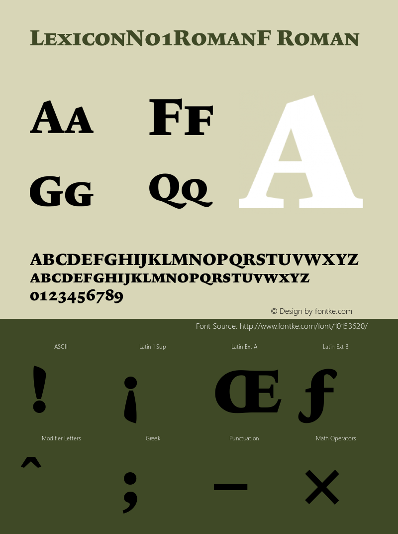 LexiconNo1RomanF Roman Version 001.000 Font Sample