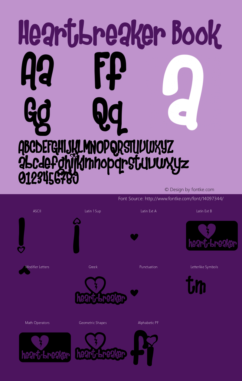 Heartbreaker Book Version Macromedia Fontograp Font Sample