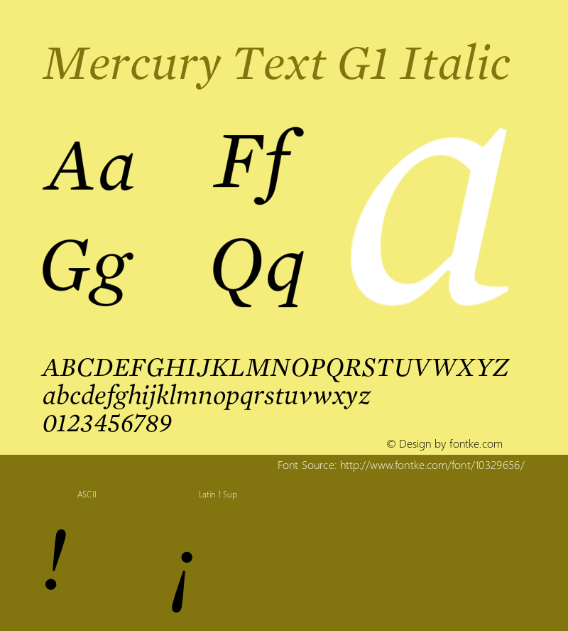 Mercury Text G1 Italic 001.000 Font Sample