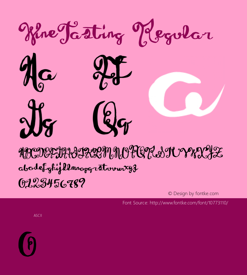 WineTasting Regular Version 1.00 October 28, 2014, initial release Font Sample