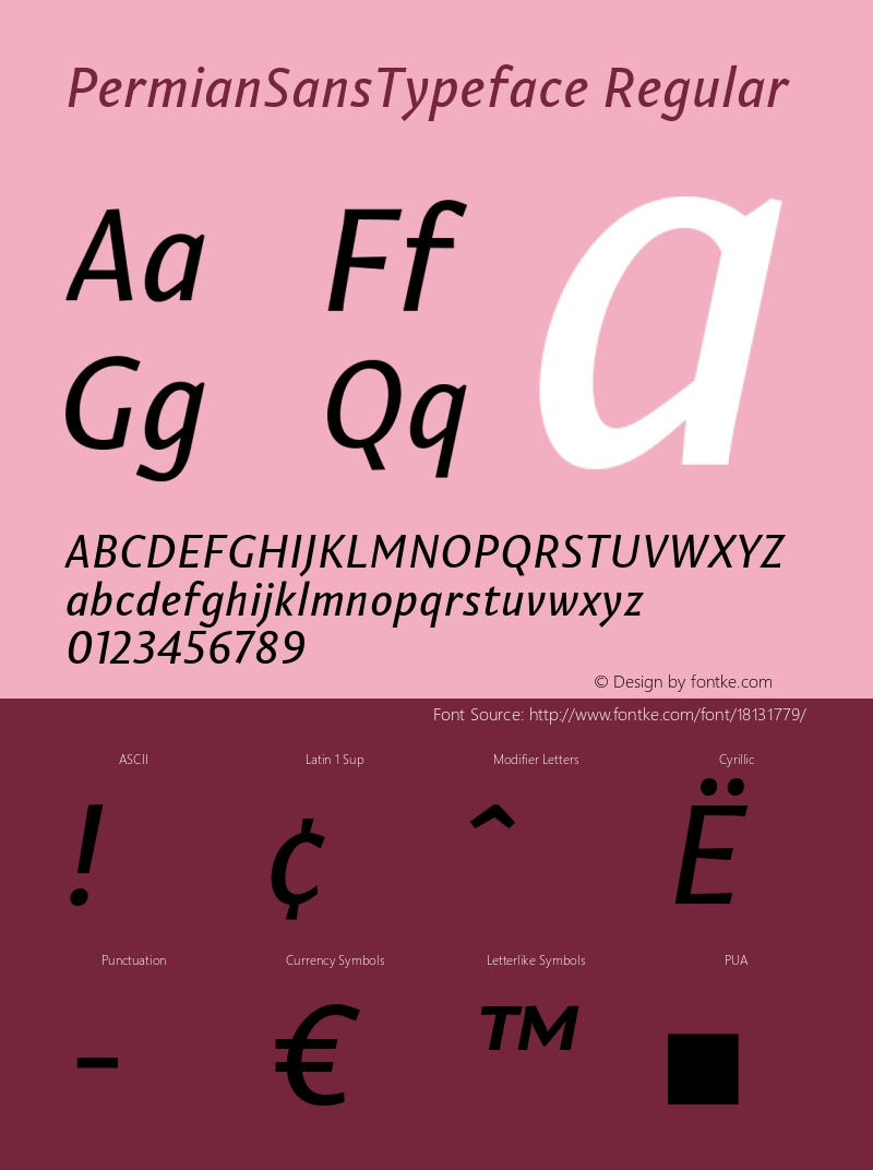 PermianSansTypeface Regular Version 1.000 Font Sample