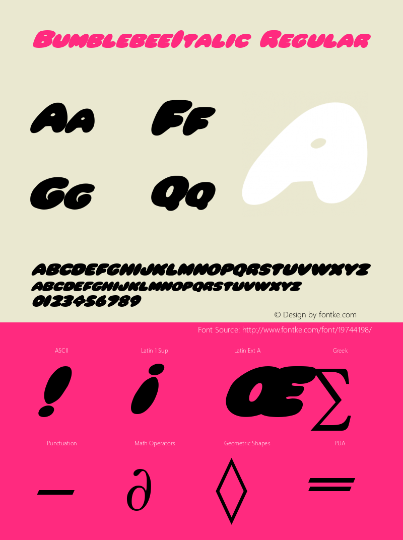 BumblebeeItalic Brendel            :01.09.1995 Font Sample