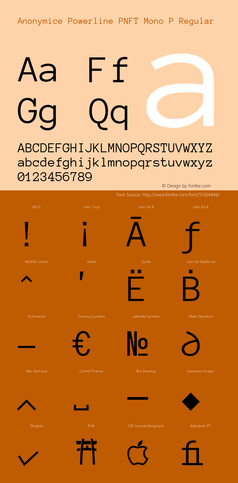 Anonymice Powerline PNFT Mono P Regular Version 1.002 Font Sample