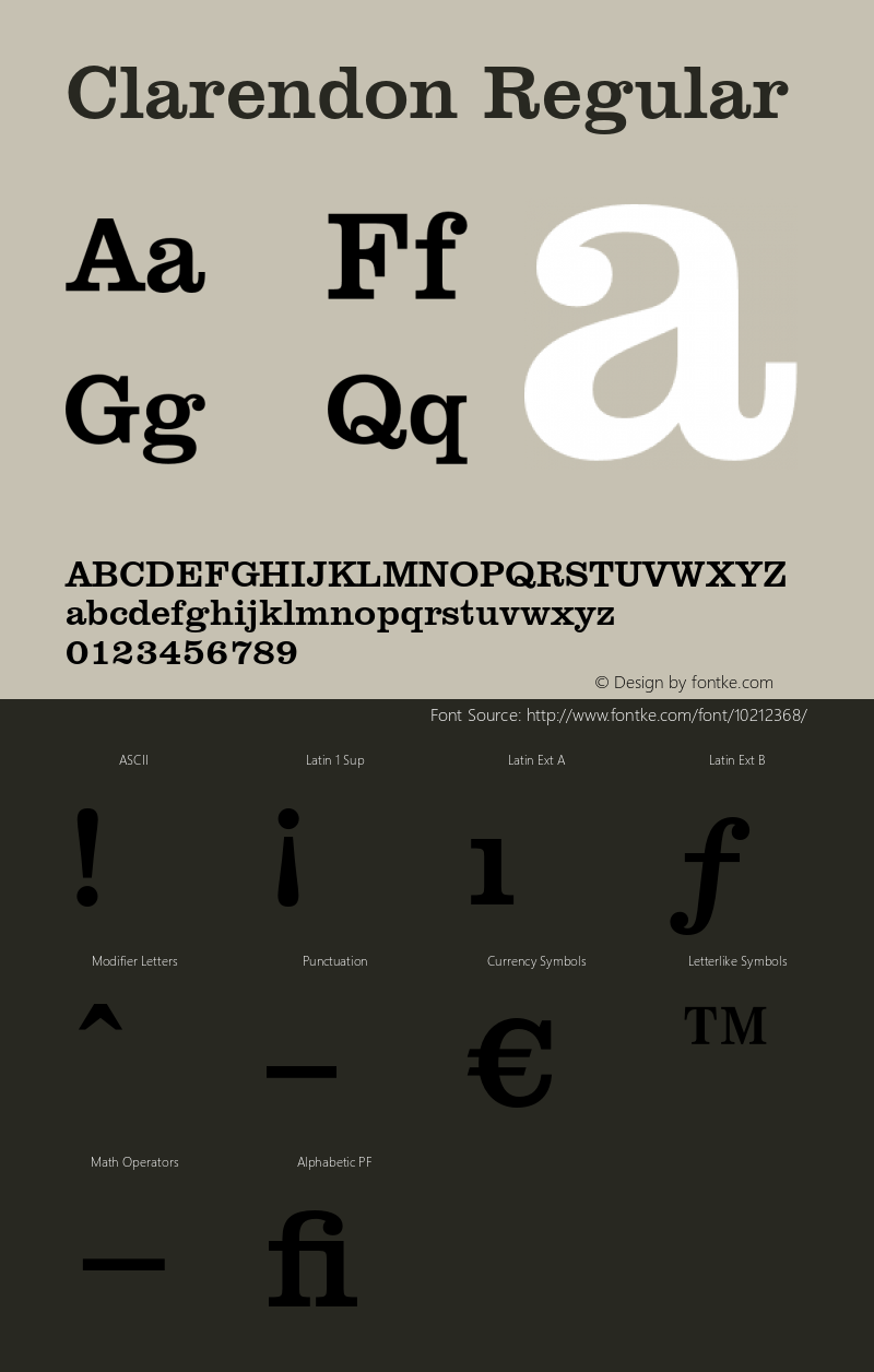 Clarendon Regular 003.001 Font Sample