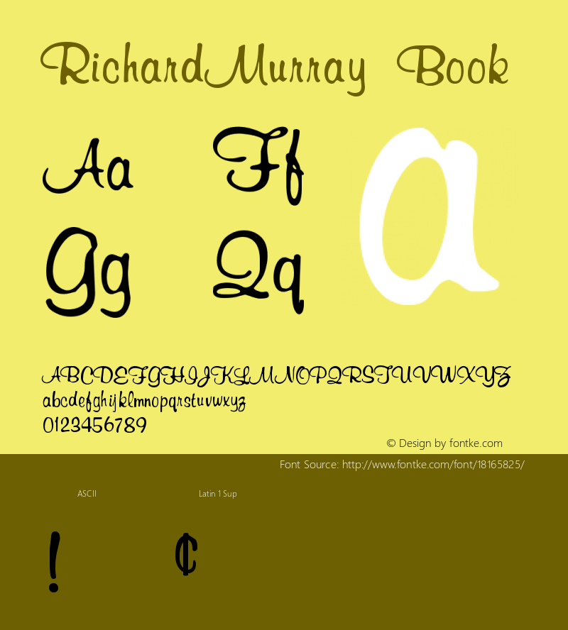 RichardMurray Book Version 001.001 Font Sample