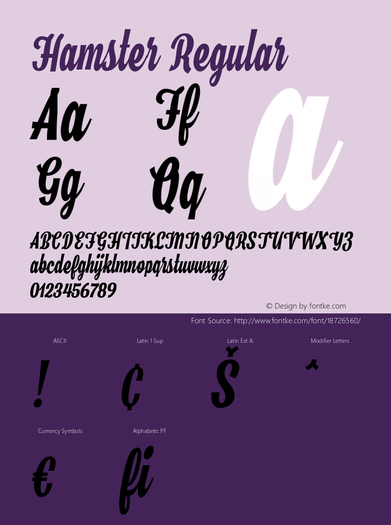 Hamster Regular Version 1.000;PS 001.001;hotconv 1.0.56 Font Sample