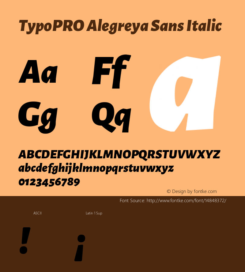 TypoPRO Alegreya Sans Italic Version 1.000;PS 001.000;hotconv 1.0.70;makeotf.lib2.5.58329 DEVELOPMENT Font Sample