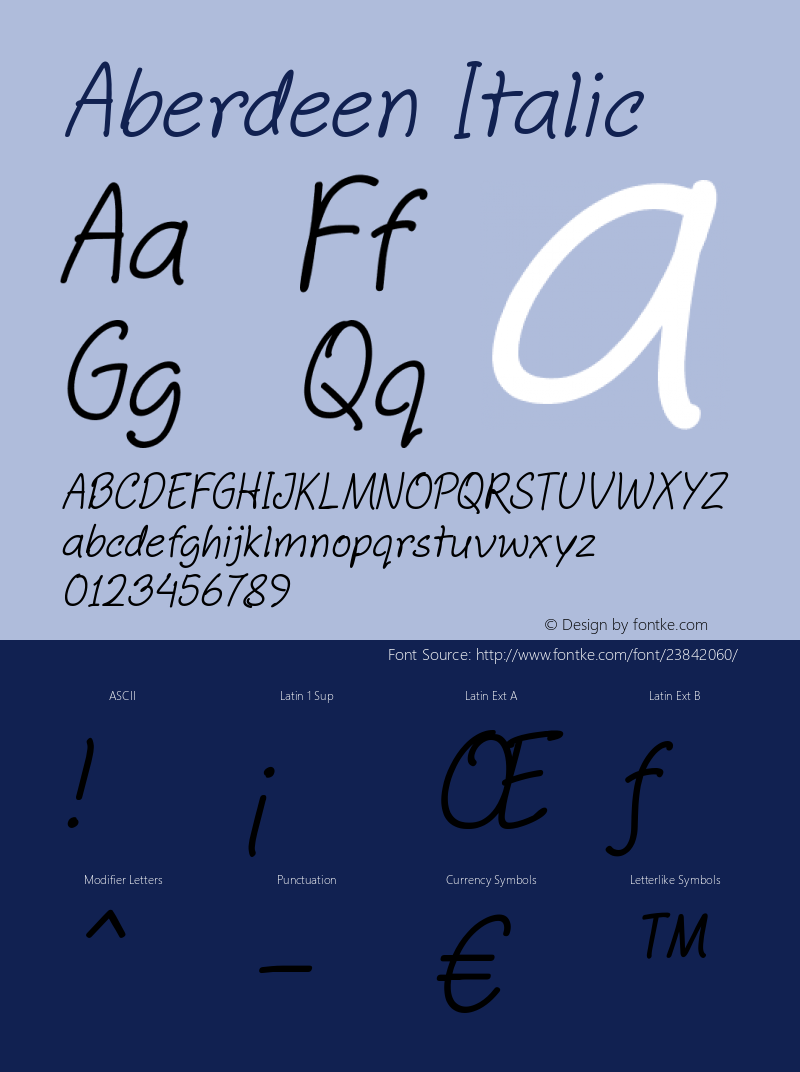 Aberdeen Italic Version 1.00 September 7, 2017, initial release Font Sample