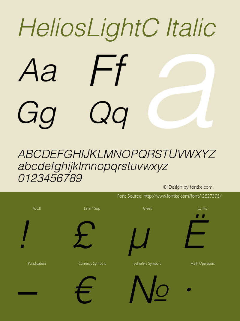 HeliosLightC Italic OTF 1.0;PS 004.001;Core 116;AOCW 1.0 161 Font Sample