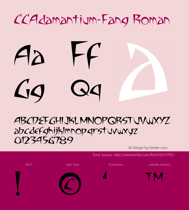 CCAdamantium-Fang Roman Version 1.00 Font Sample