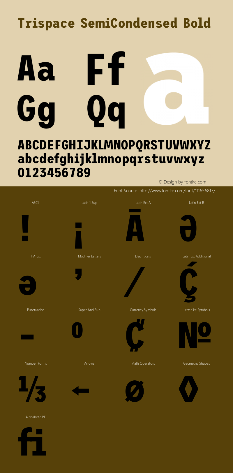 Trispace SemiCondensed Bold Version 1.210 Font Sample