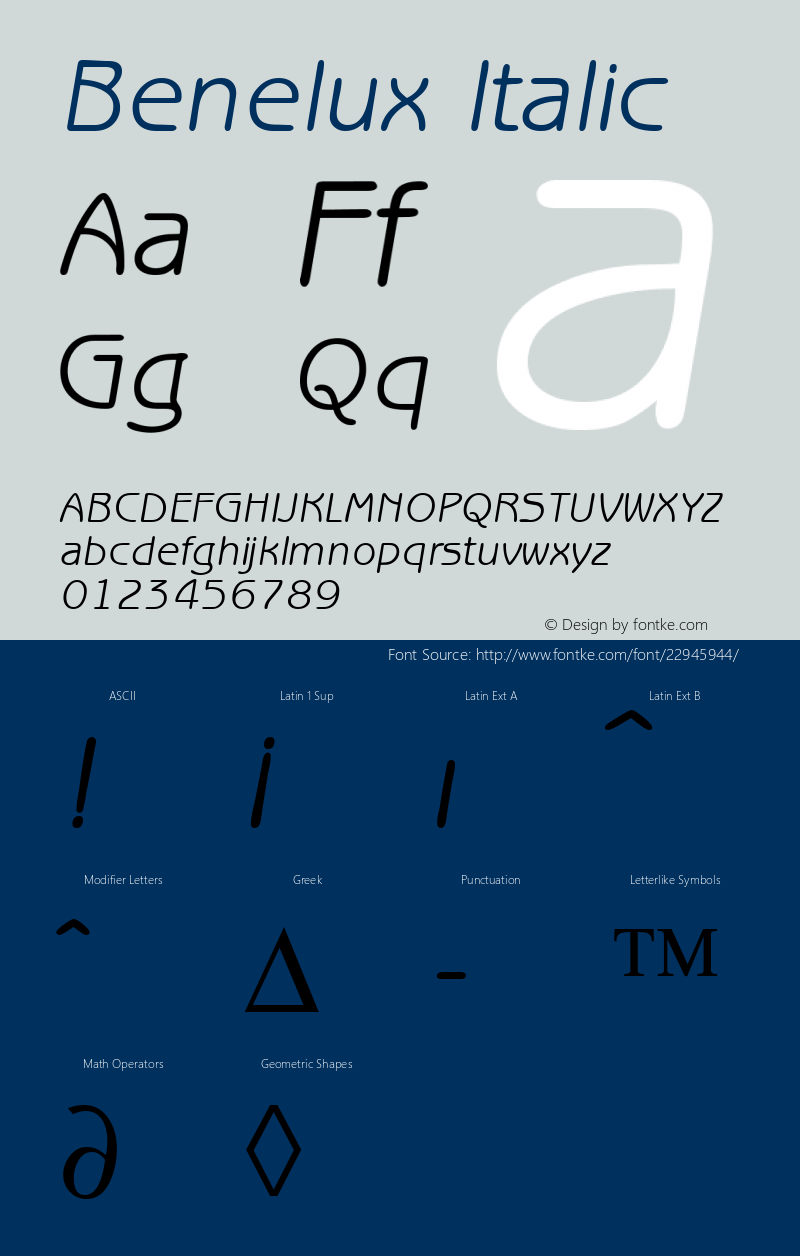 Benelux Italic Macromedia Fontographer 4.1 18.06.1995 Font Sample