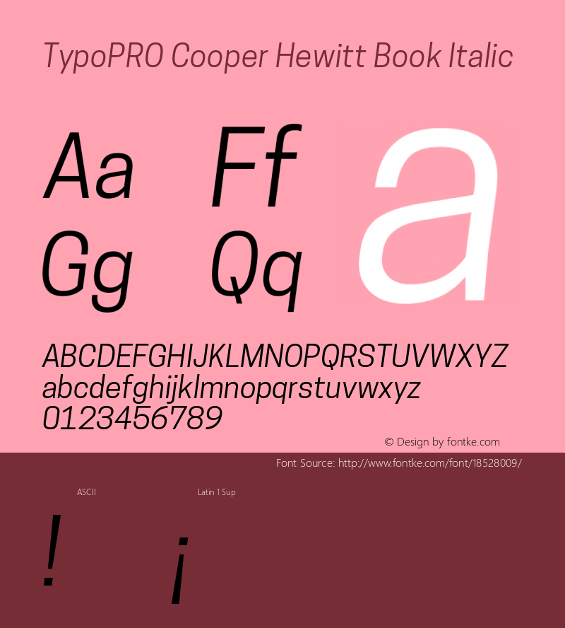 TypoPRO Cooper Hewitt Book Italic 1.000 Font Sample