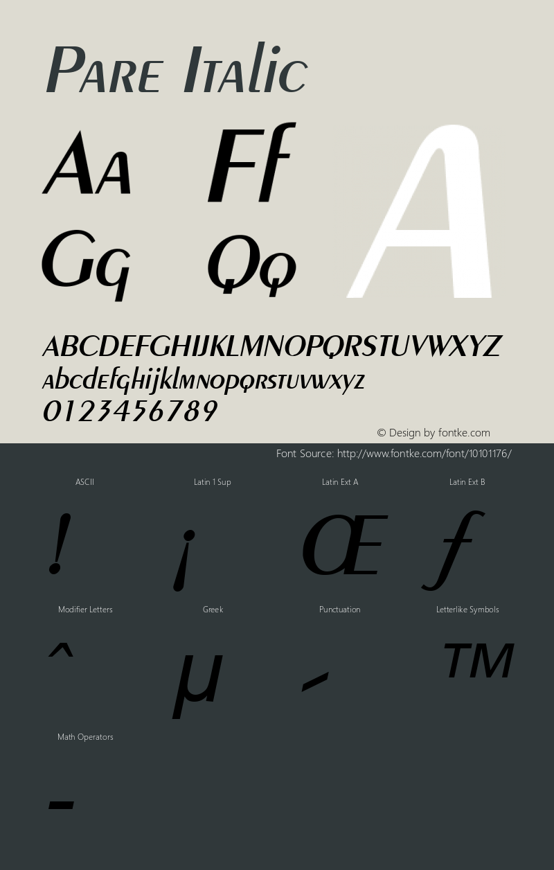 Pare Italic Altsys Fontographer 4.1 1/9/95 Font Sample