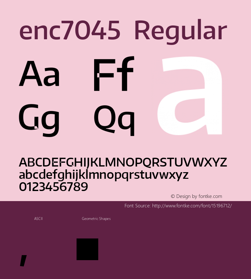 enc7045 Regular Version 001.000 Font Sample