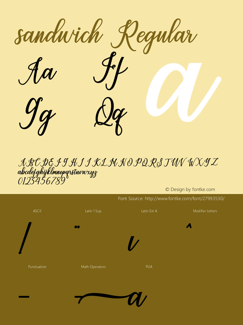 Sandwich Version 1.000 Font Sample