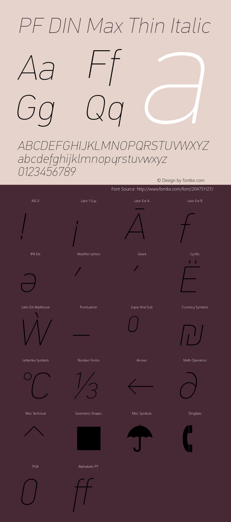 PF DIN Max Thin Italic Version 5.015 | web-ttf图片样张