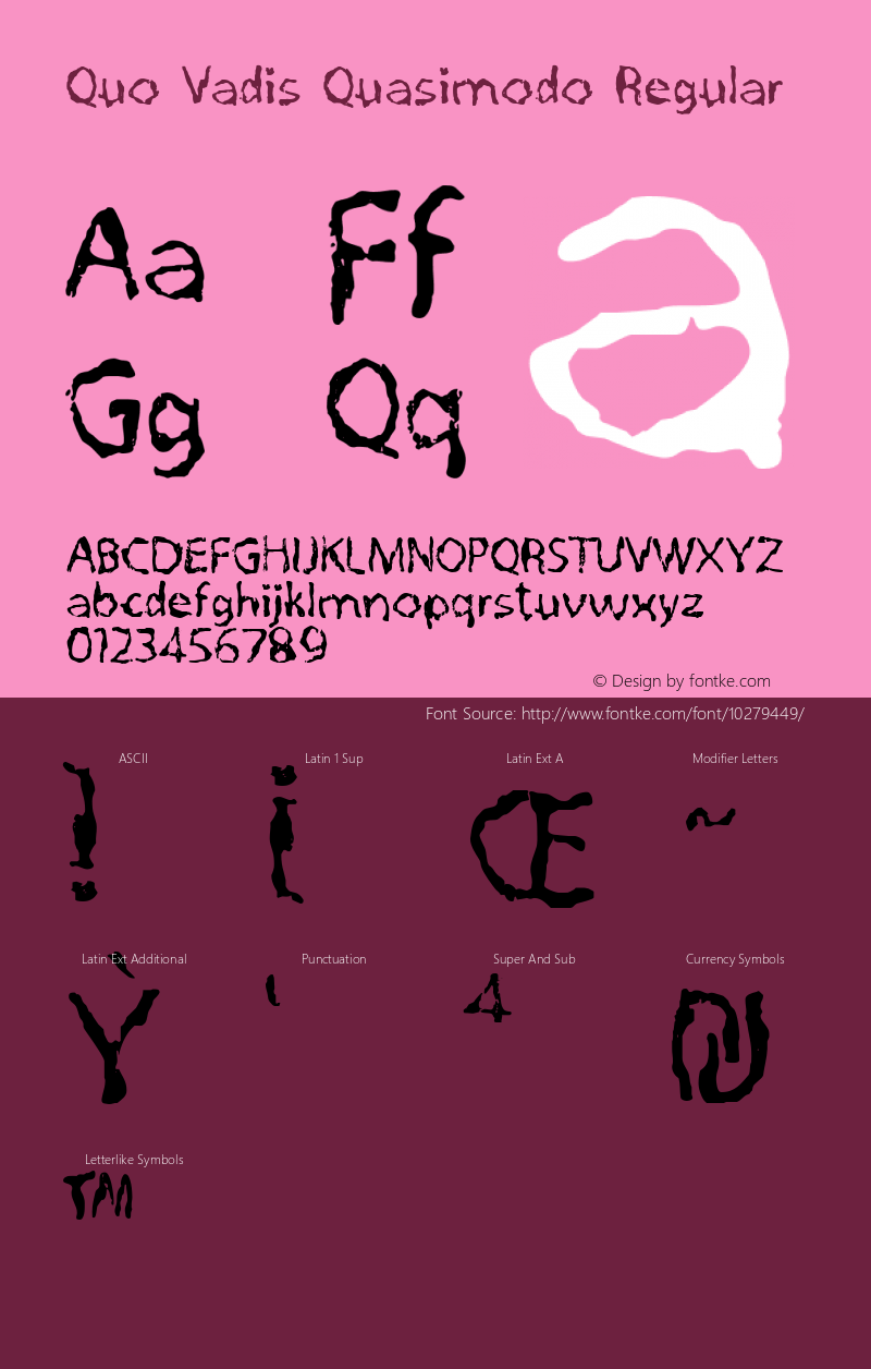 Quo Vadis Quasimodo Regular Version 1.001 Font Sample