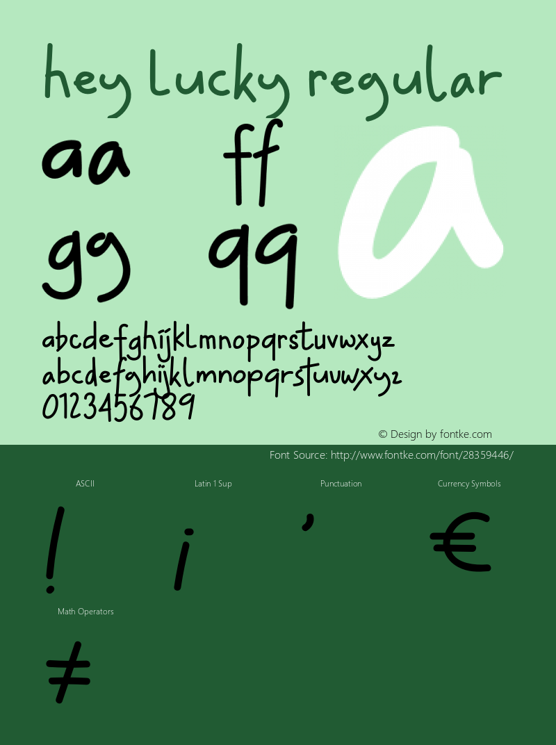 Hey Lucky Version 1.003;Fontself Maker 3.1.1 Font Sample