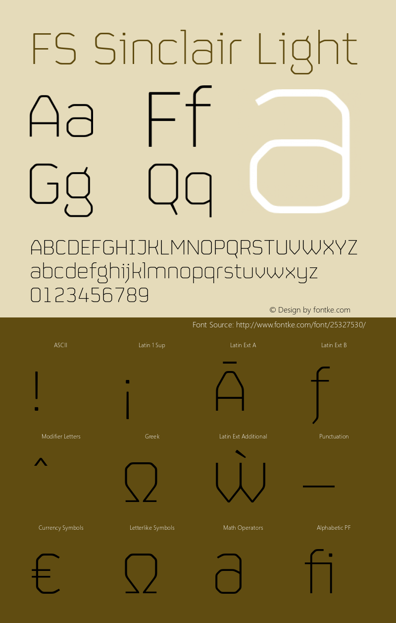 FSSinclair-Light Version 001.000 Font Sample