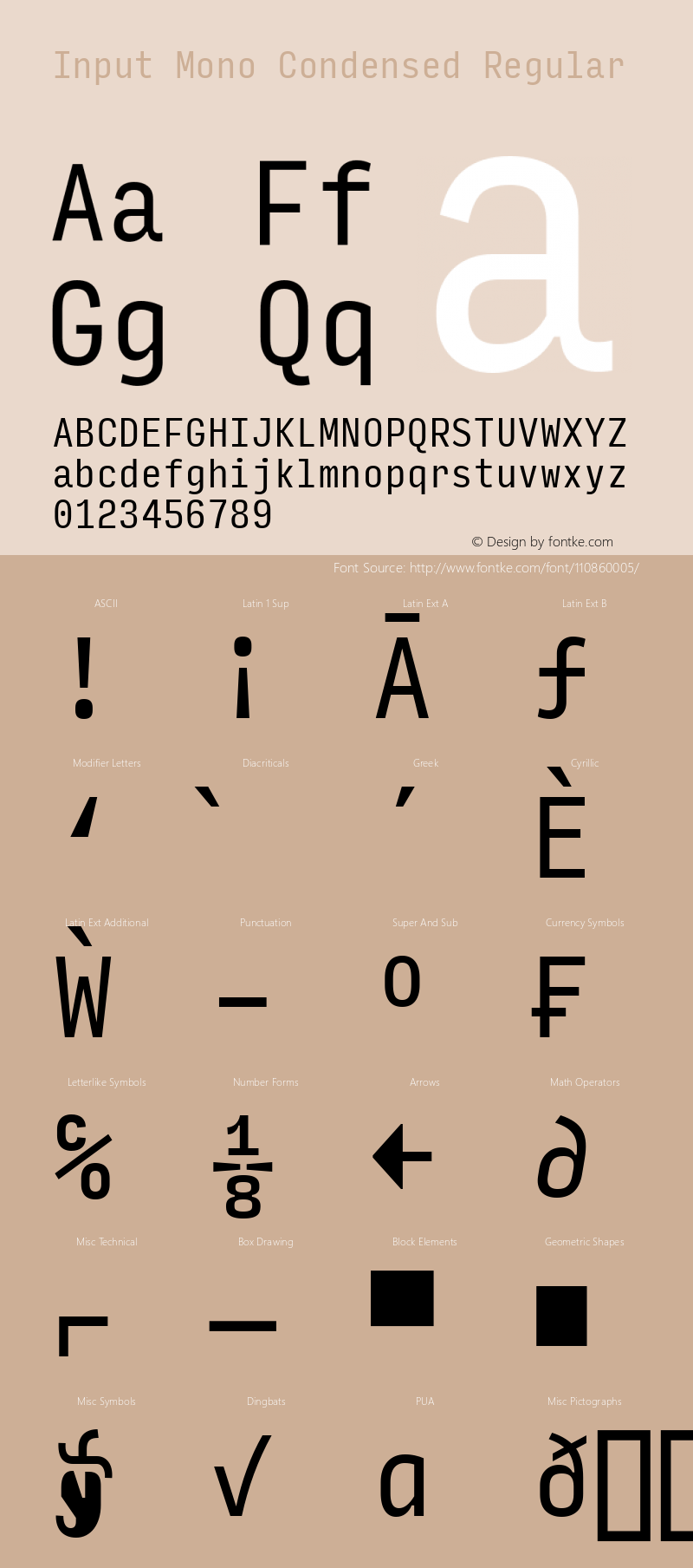 InputMonoCondensed Version 0.000;PS 0.0;hotconv 1.0.72;makeotf.lib2.5.5900 Font Sample