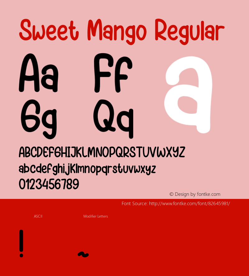 Sweet Mango Version 1.000 Font Sample