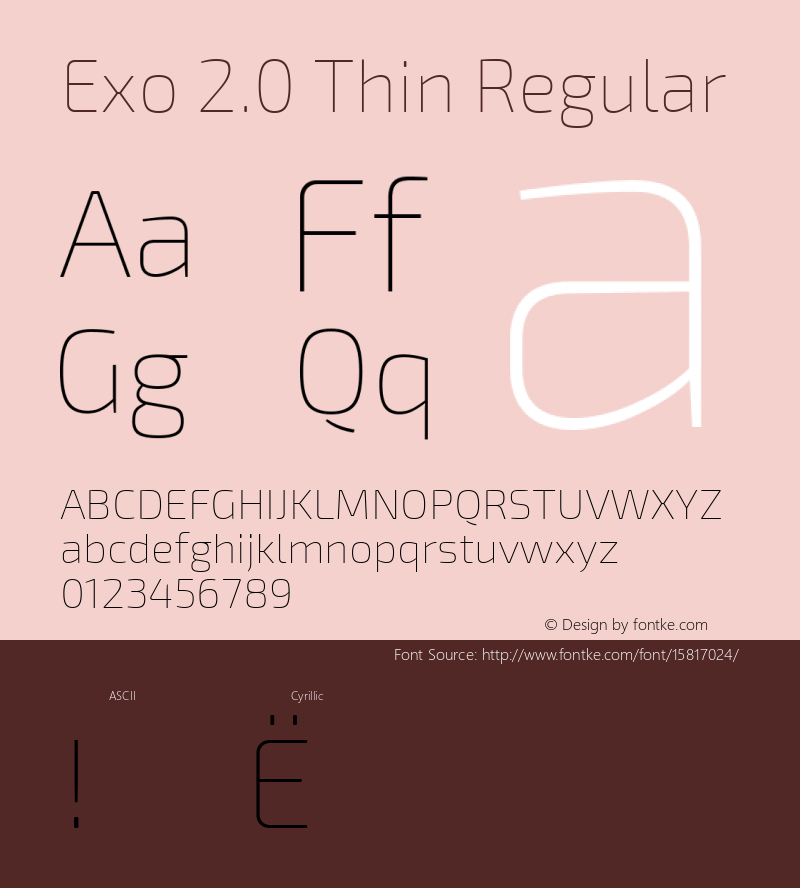Exo 2.0 Thin Regular Version 1.001;PS 001.001;hotconv 1.0.70;makeotf.lib2.5.58329; ttfautohint (v1.4.1) Font Sample