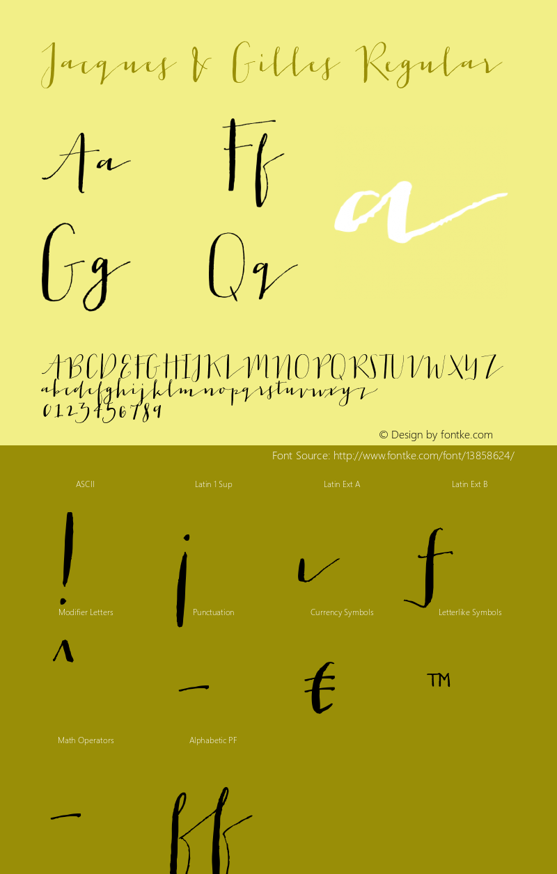 Jacques & Gilles Regular Version 1.000 Font Sample