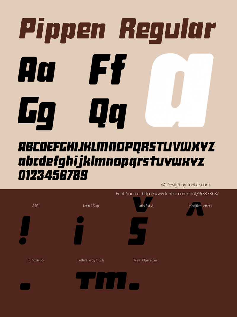 Pippen Regular Version 1.00 Font Sample