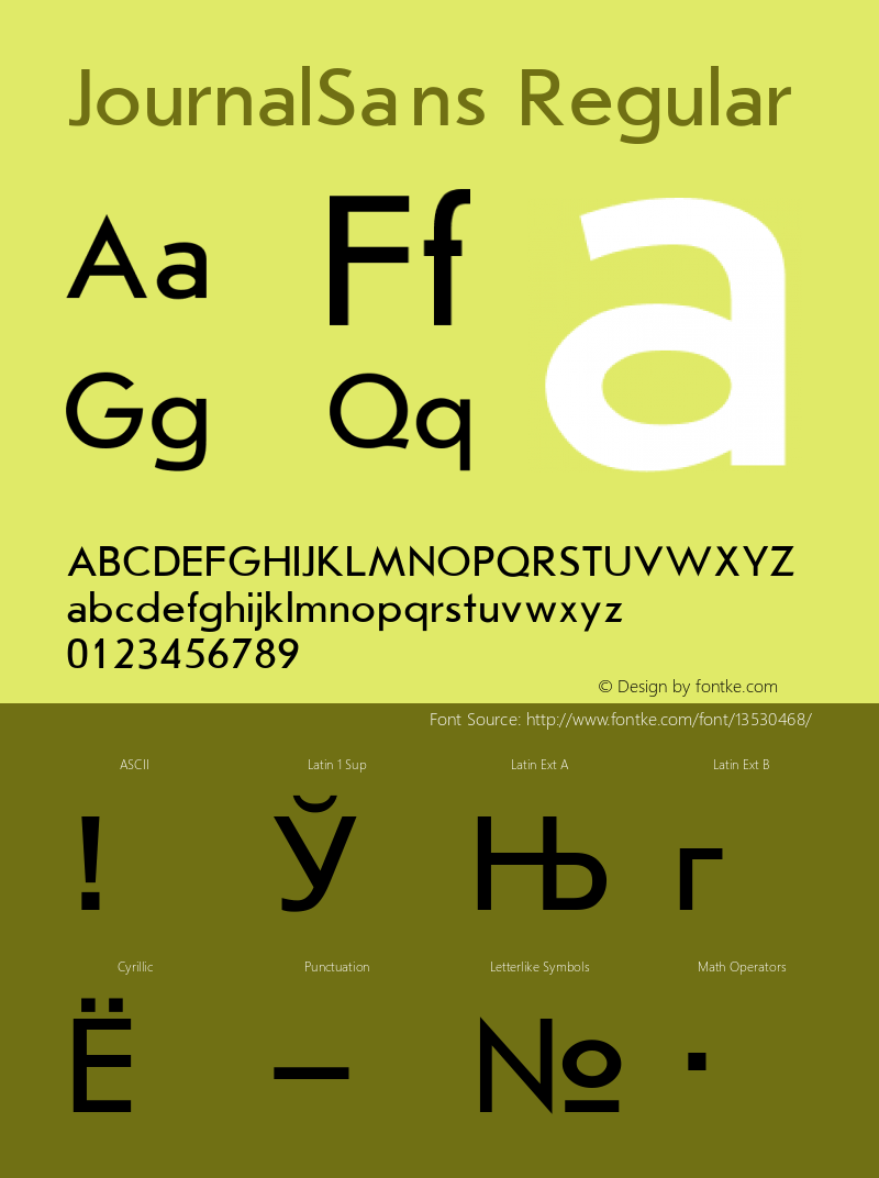 JournalSans Regular Converted from t:\JSN.TF1 by ALLTYPE Font Sample