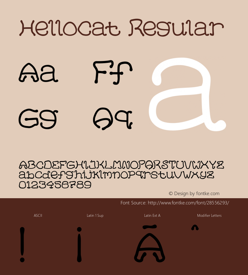 HelloCat Version 001.fontabenka Font Sample