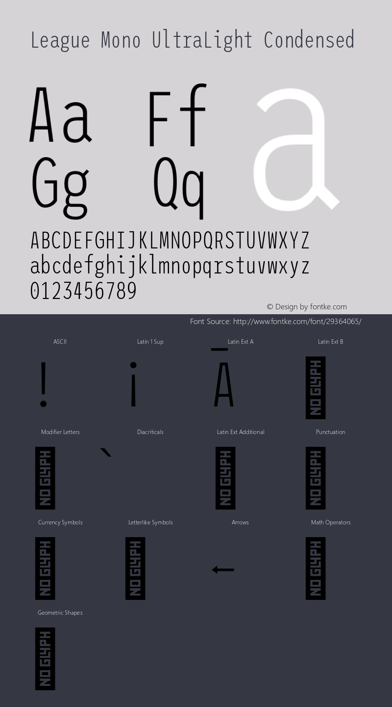 League Mono UltraLight Condensed Version 2.000;PS 002.000;hotconv 1.0.88;makeotf.lib2.5.64775 Font Sample