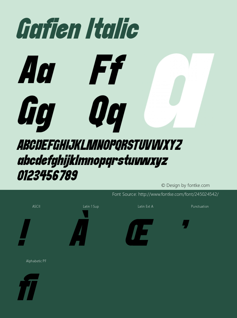 Gafien Italic Version 1.001;Fontself Maker 3.5.7图片样张